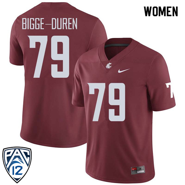 Women #79 Cedric Bigge-Duren Washington State Cougars College Football Jerseys Sale-Crimson